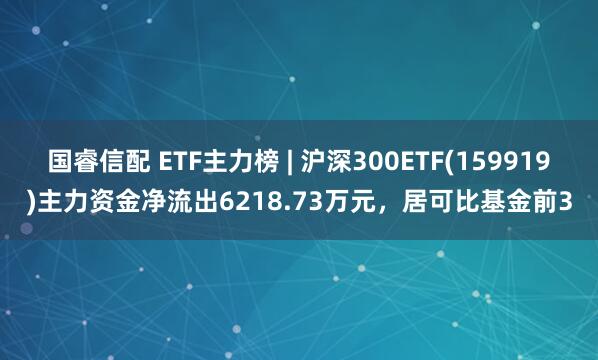 国睿信配 ETF主力榜 | 沪深300ETF(159919)主力资金净流出6218.73万元，居可比基金前3